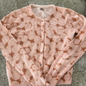 Peach and Brown Women's Sweater by Fossil Angora Wool Blend